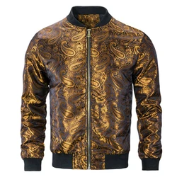 Gold Paisley Jacket Men's Clothing 3D Printed Colorful Long Sleeve Zipper Jackets Luxury Graphic Street Trend Autumn Bomber Coat