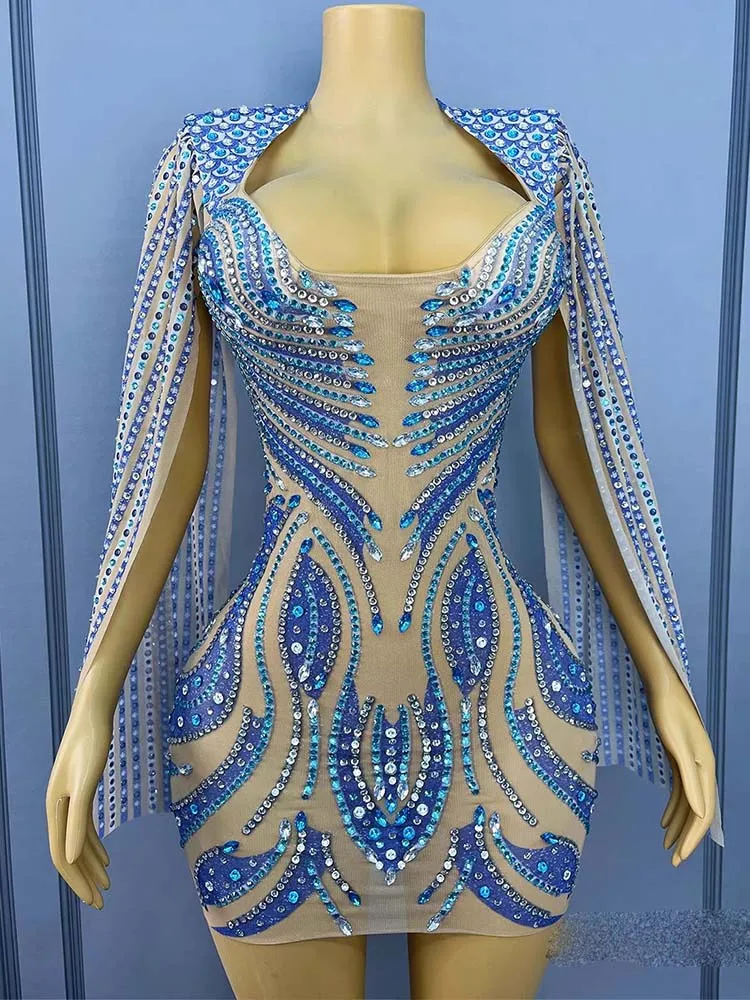 Wysokiej jakości sukienka z dżetami, seksowny głęboki dekolt, elastyczna, podkreślająca biodra, nowa moda 2025, odzież damska na zamówienie.