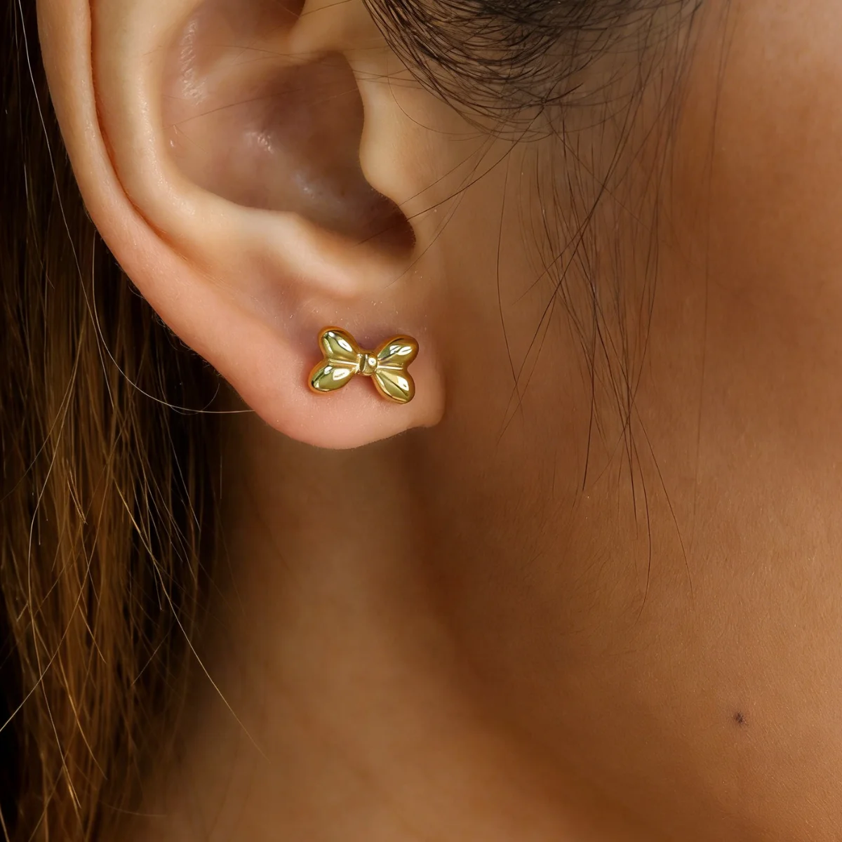 

LUXUKISSKIDS Korean Stud Earrings for Woman Titanium Steel Tiny Small Bowknot Piercing Childlike Cute Twist Pack Ears Jewelry