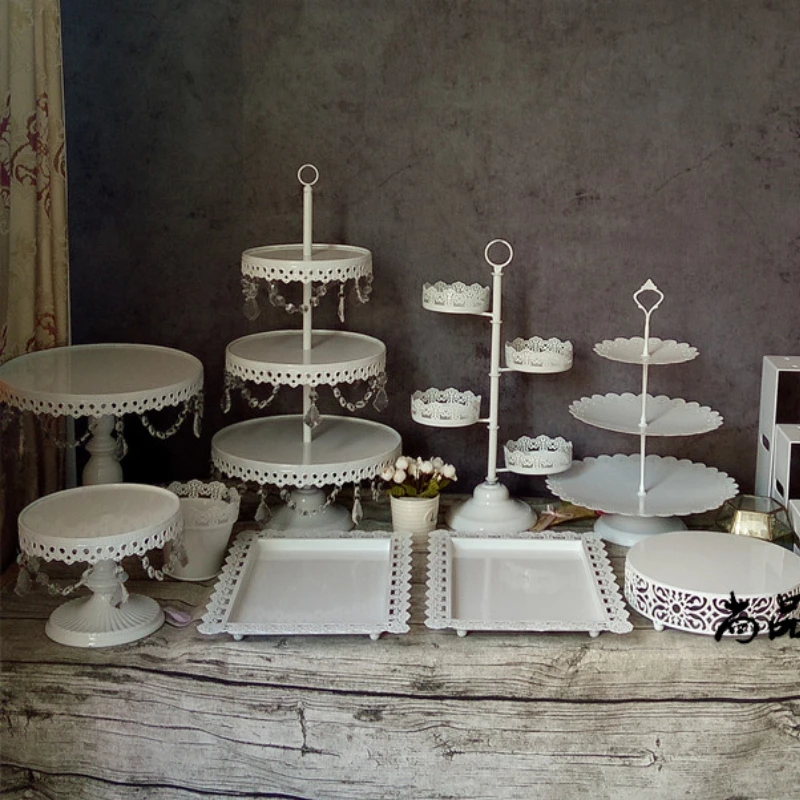 

Wedding dessert table cake tray metal afternoon tea dessert rack tea break table plate birthday cake display rack