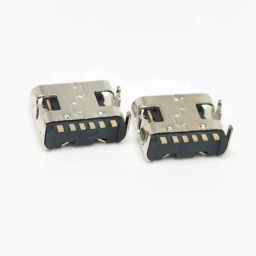 20pcs 6 Pin SMT Socket Connector Micro USB Type C 3.1 Female Placement SMD DIP For PCB design DIY high current charging