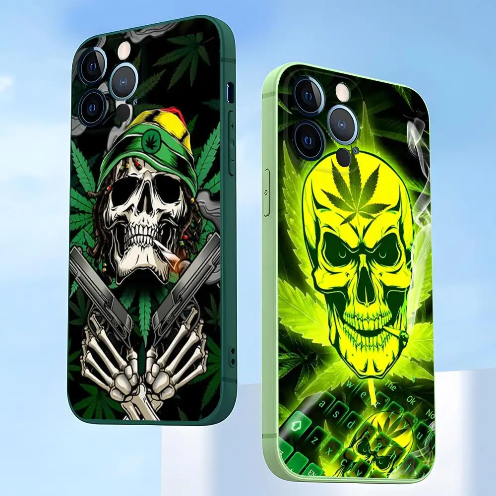 Left Weed Phone Case 2023 Hot Dark Green For IPhone 12Pro 13 14 11 Pro Max Mini Xs X Xr 7 8 6 Plus Se2020 Cover