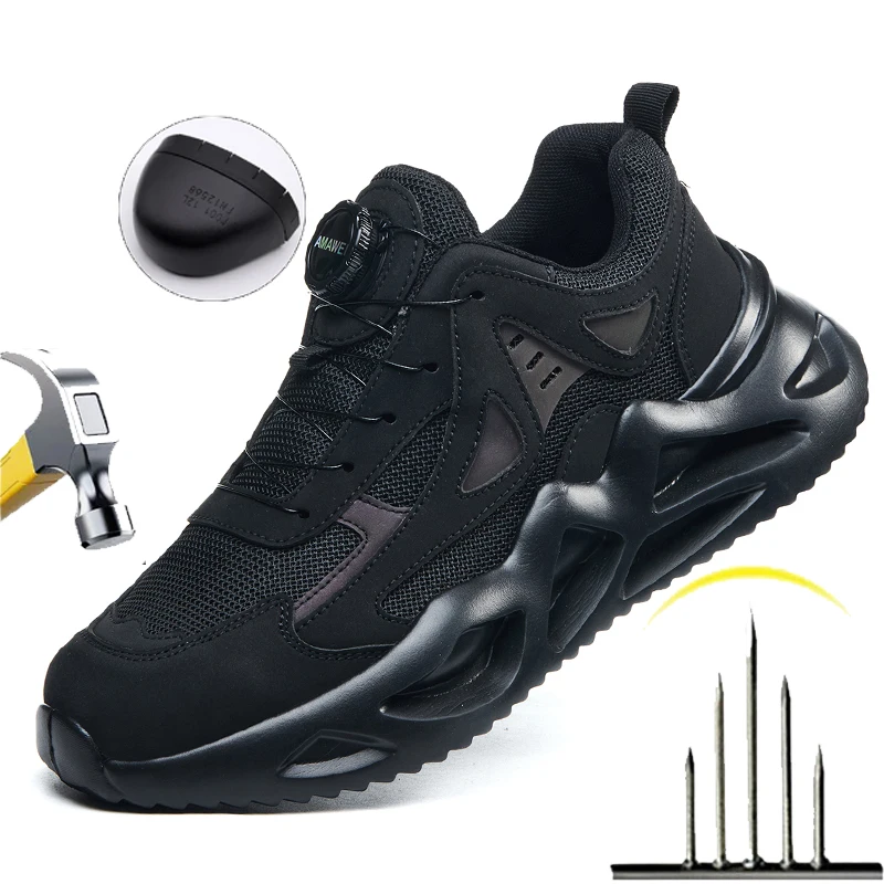 

Lightweight Breathable Sneakers Mens Steel Toe Work Boots Safety Shoes Men Slip On Fashion Low Top Shoes Jungle Adventure Boots