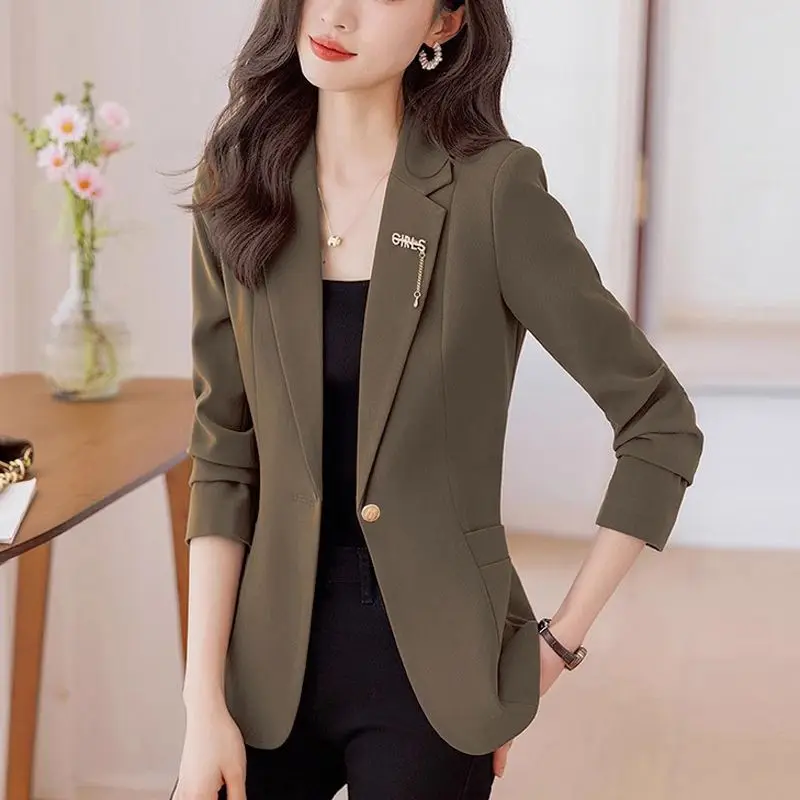 Cappotto corto alla moda da donna Giacca primaverile e autunnale da donna Nuovo versatile abito casual sottile che abbraccia la vita e sottile