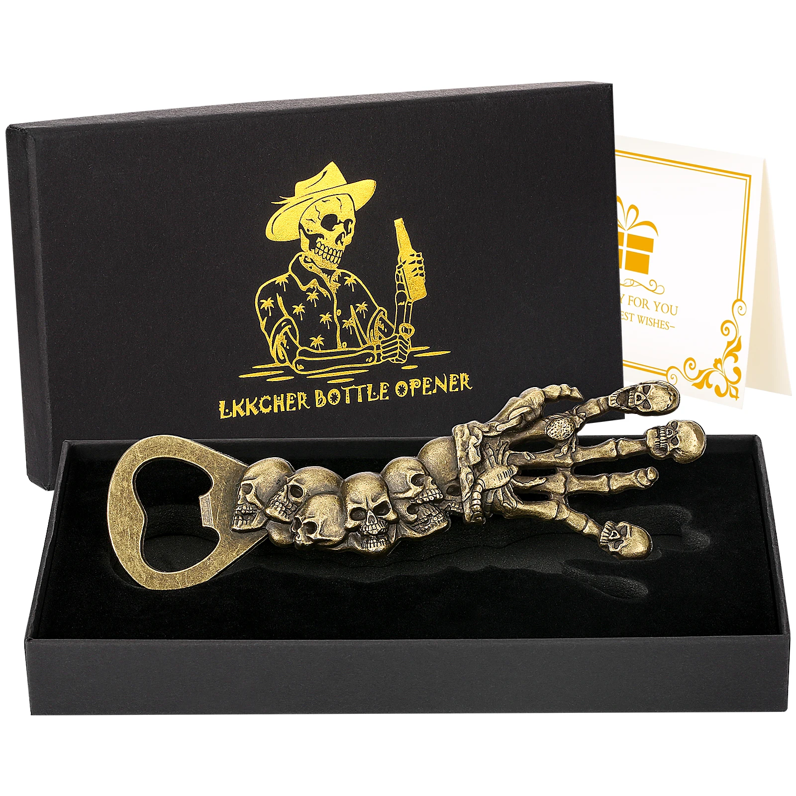 Bottle Opener Gift for Men Skull Hand Cool Original Gifts Set Personalized Bronze Bottle Beer Corkscrew Bar Party Kitchen Gadget