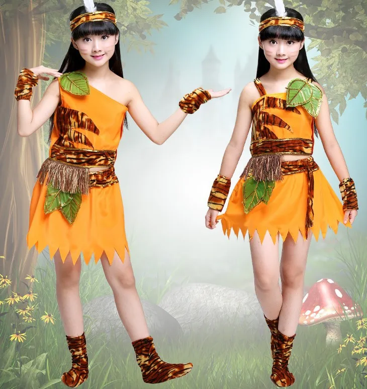 

Children's Children's Indian leopard print costume Africantribal hunter dance costume Savage costume Role play Performance dress