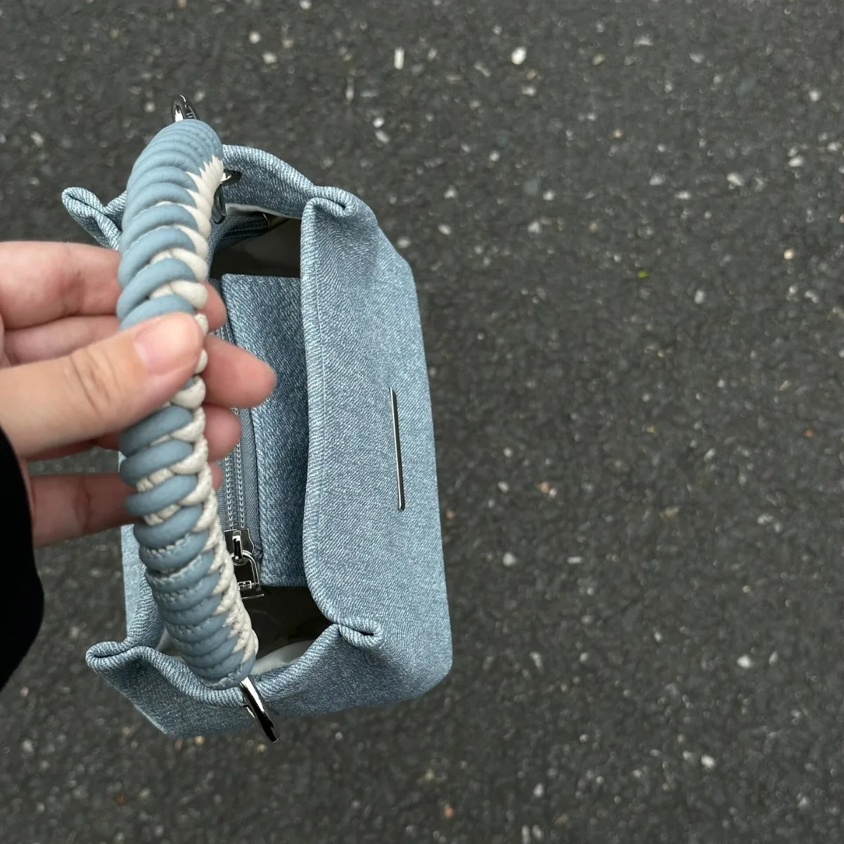 

Small Box Bag Women's Commuter Chain Handbag Denim Bucket Bag Shoulder Crossbody Bag