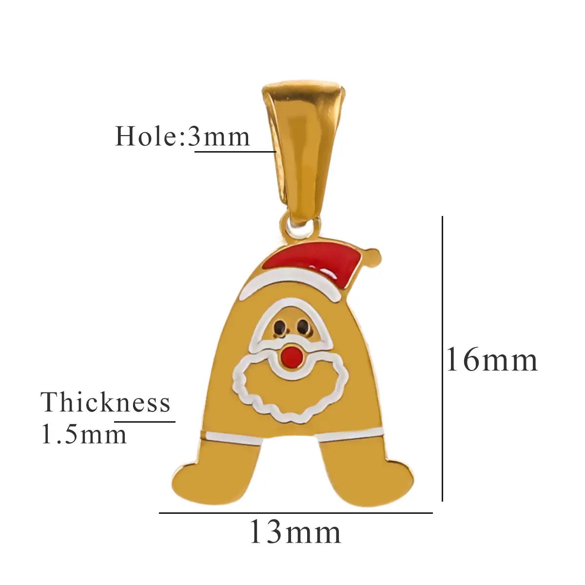 

3pcs Stainless Steel Christmas Charms Gold-plated Enamel DIY Necklaces Bracelets Earrings Key Ring Jewelry Accessories Wholesale