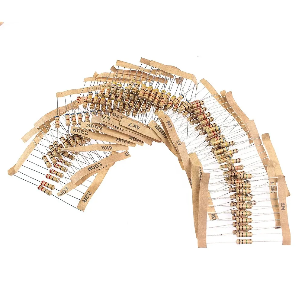 200-480PCS 1W Carbon Film Resistor Set 1K-820K 1K-2M 10R-1M 0.1R-750R Ohm 5% Color Ring Resistance DIY Electronic Components Kit