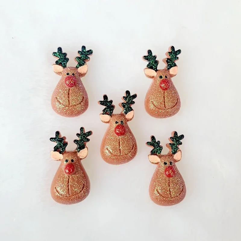 18x31mm Christmas reindeer Resin flatback Cabochon Art Supply Decoration Charm Craft DIY 8pcs S46 - Image 2