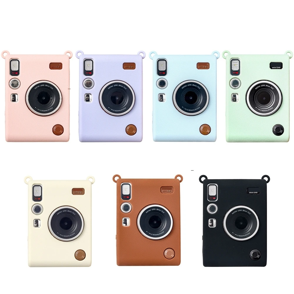 Silicone case for instax mini EVO camera, shatterproof protection, simple solid color