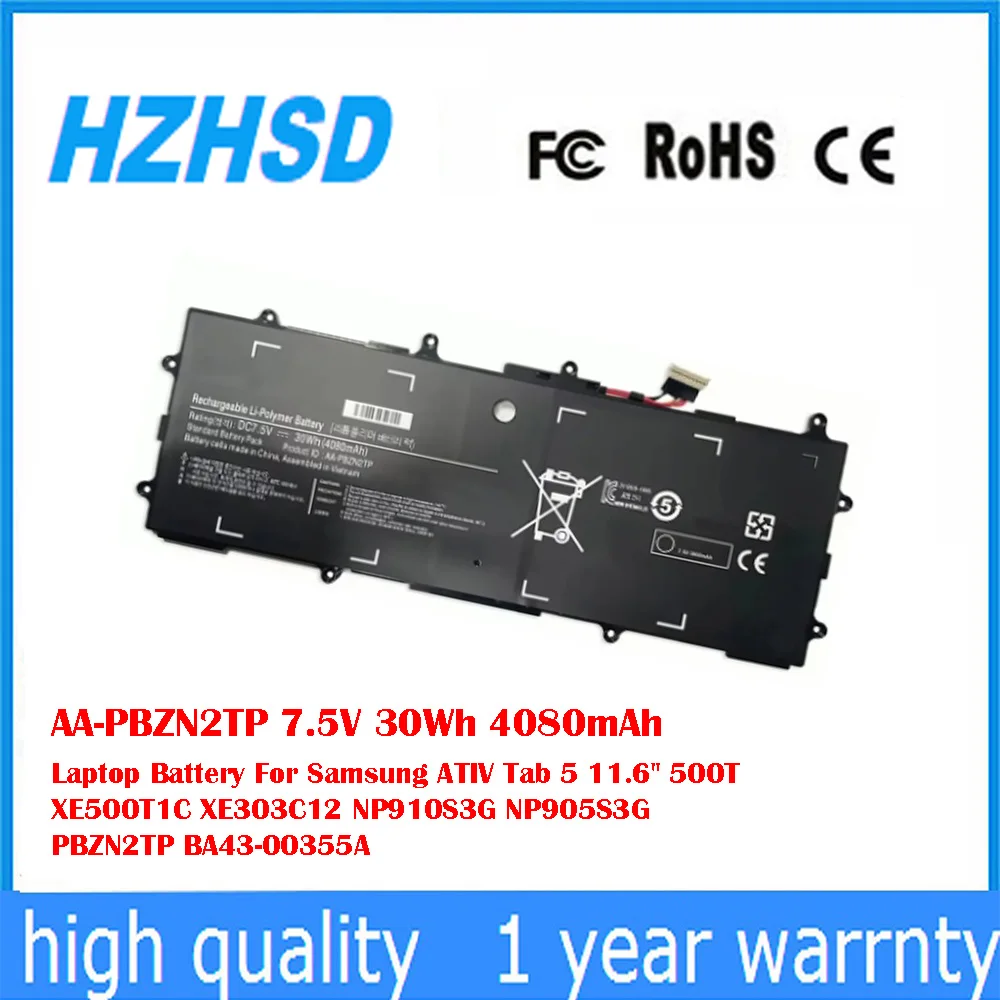 

AA-PBZN2TP 7.5V 30Wh 4080mAh Laptop Battery For Samsung ATIV Tab 5 11.6" 500T XE500T1C XE303C12 NP910S3G NP905S3G BA43-00355A