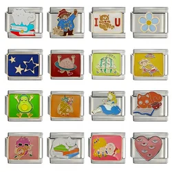 2024 New Women's Fashion Cute Cat Italian Charms Links Beads Fit 9mm Stainless Steel Bracelet Making Jewelry