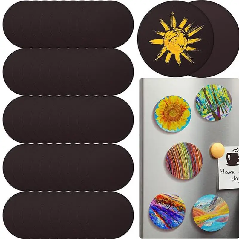 Canvas Panels For Painting 50Pcs Magnetic Canvas Boards For Painting 3inch Small Round Painting Panel Decorative Art Crafts