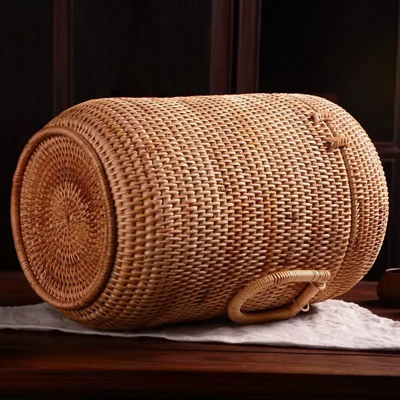 Multifunction Hand Woven Rattan Storage Basket Rattan Organizadores for Sundries Jewelry Tea Ornaments Food Storage Container