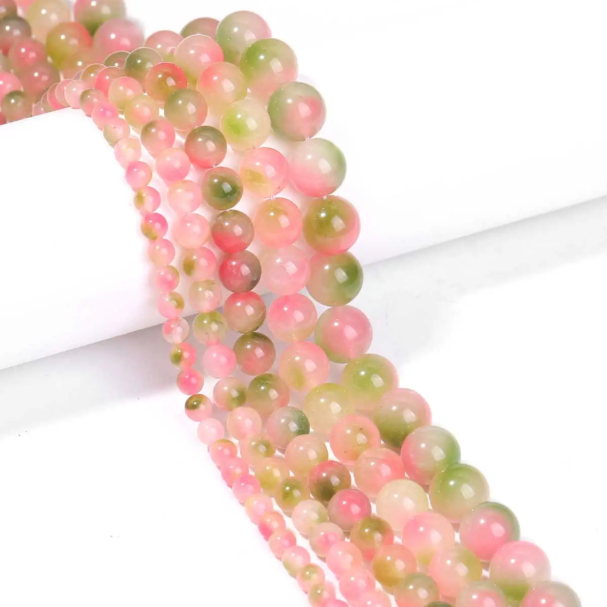 SHIJIWLS Rote Wassermelonen-Jade-Perlen für die Schmuckherstellung, DIY-Charms, Armbänder, Halsketten-Zubehör, große Abstandsperlen, 6–14 mm – Detail 5