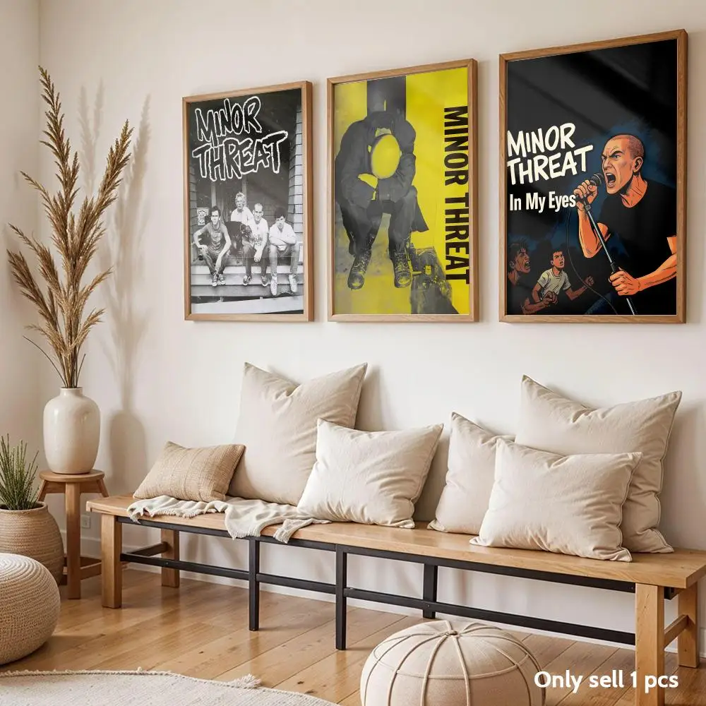Rock Band M-Minor Threat Poster Modern Self-Adhesive Art Wall Decals for Bedroom & Living Room Home Decor, Great Gift Idea