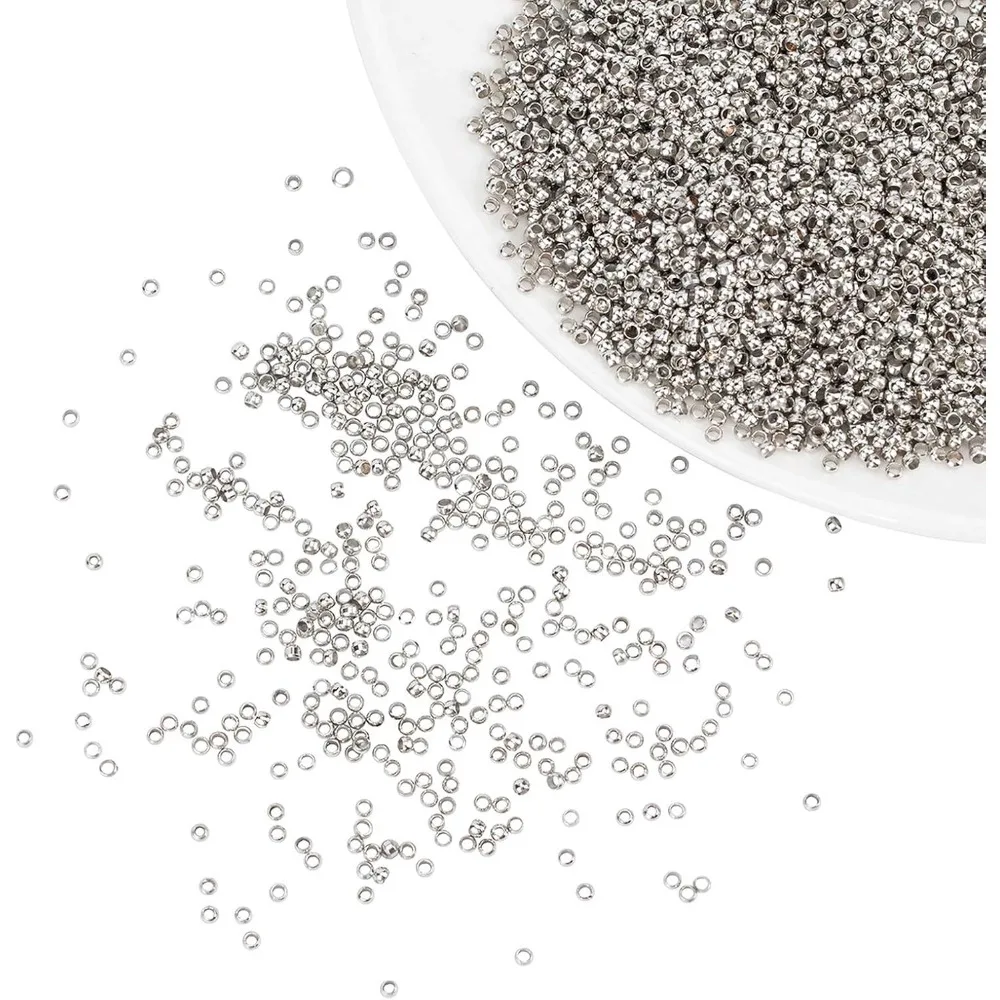 

1000pcs 2.5x1.5mm Stainless Steel Crimp Beads Rondelle Round Loose Beads Jewelry Making Findings for Bracelet Necklace