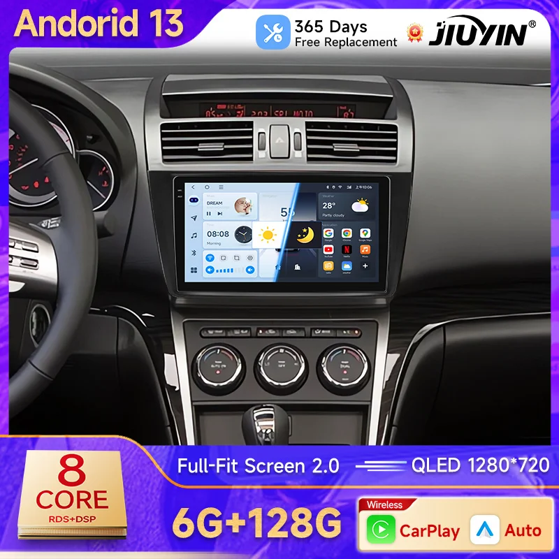 JIUYIN 9‘’ Android Car Radio Multimedia Player For Mazda 6 6(GH) RUI 2008 2010 2012 2013 2015 Navigation CarPlay GPS Auto 4G