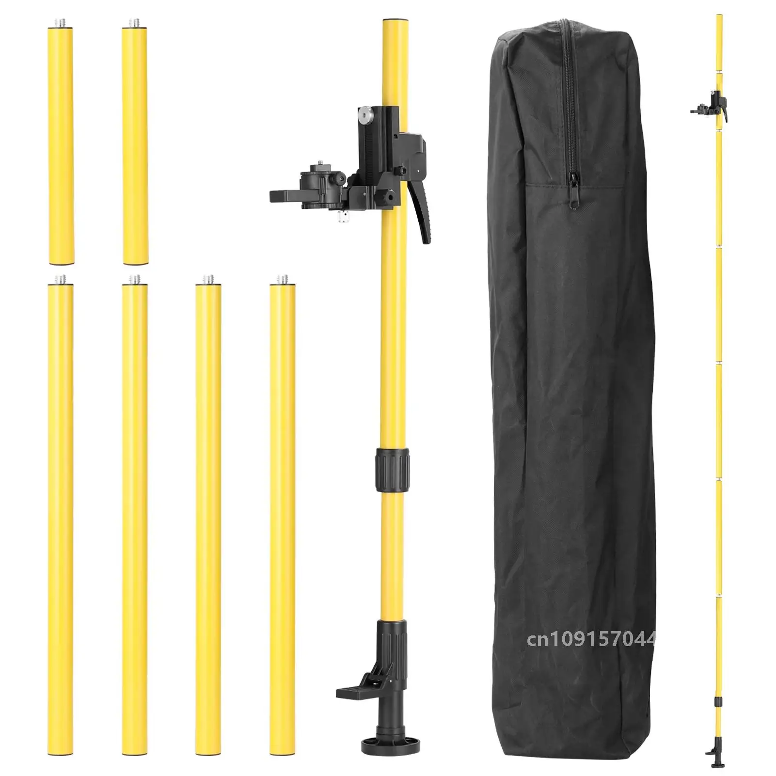 Max 4.2m Height Adjustable Line Leveler Stand Bar Telescopic Pole Bracket 1/4''&5/8'' Thread Lift Extend Holder for Laser Level