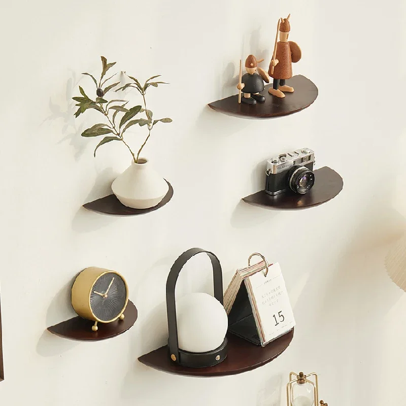Solid Wood Hanging Rack Semi-circular Background Wall Projector Display Rack Storage Finishing Hanging Living Room Ornaments