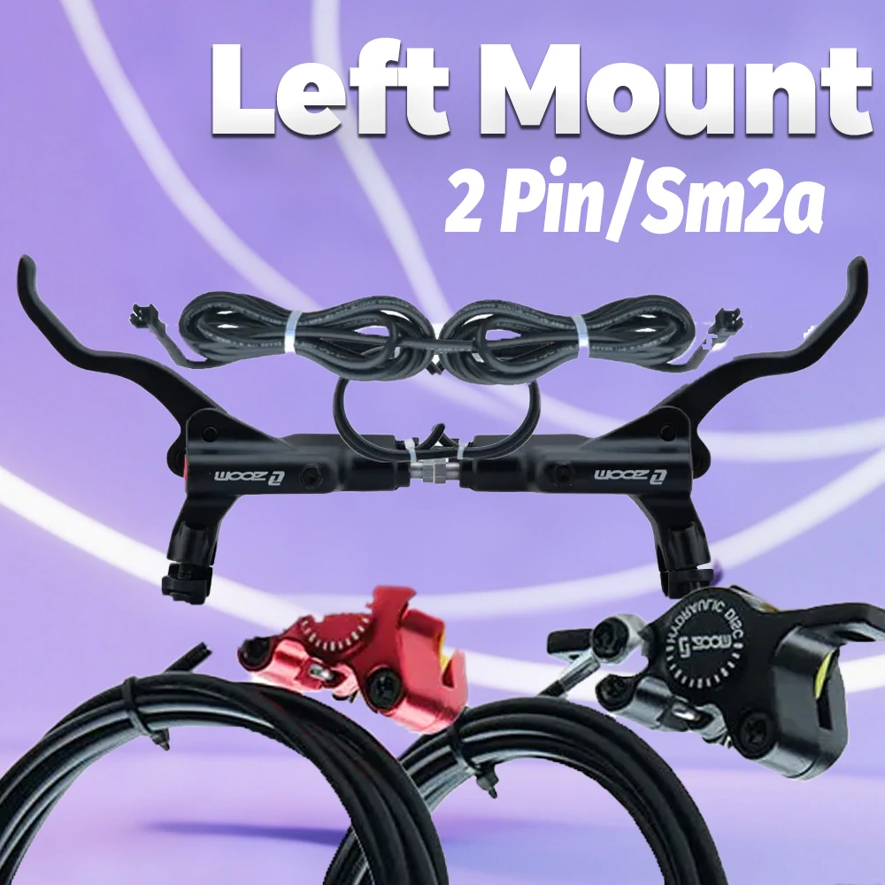 

Zoom 2 3 Pin Sm2a Hydraulic Brake Bicycle Set 2-piston Hydraulic Brakes Cut Off Red Kit Left Mount for Electric E Bike Ebike