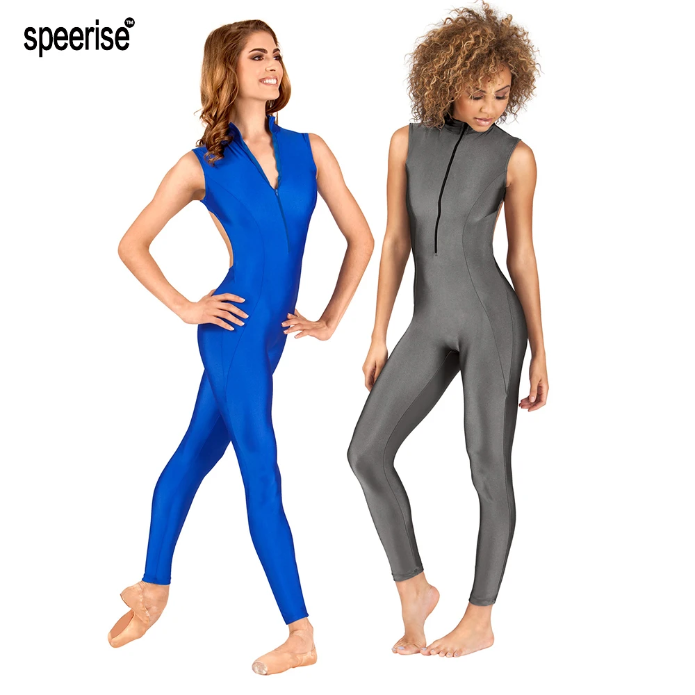 

Women Mock Neck Yoga Suit Backless Ballet Spandex Unitard Gymnastics Suit Sleeveless Bodysuit Gym Naked-feel Jumpsuit