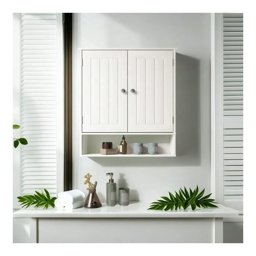 

Cabinet Over The Toilet Storage Cabinet White Medicine Cabinet, Bathroom Wall Cabinet With 2 Doors And Adjustable Shelves, Smal