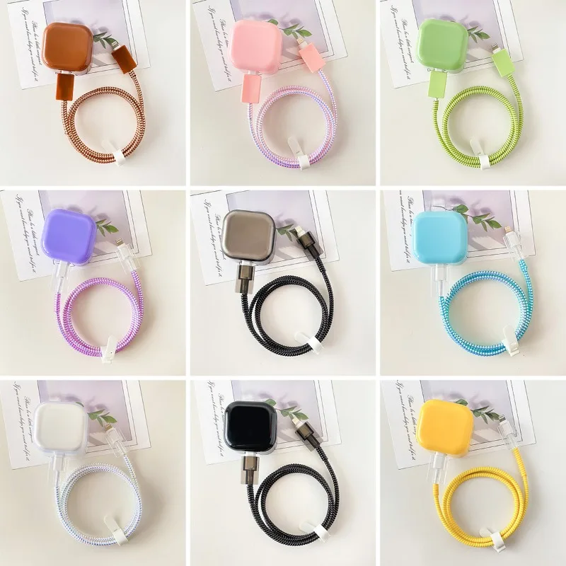 Silicone Charger Case Cover for Apple 40W USB-C Power Adapter, Data Cable Protector Sleeve for iPhone 17/16/15 Pro Max, 5-in-1