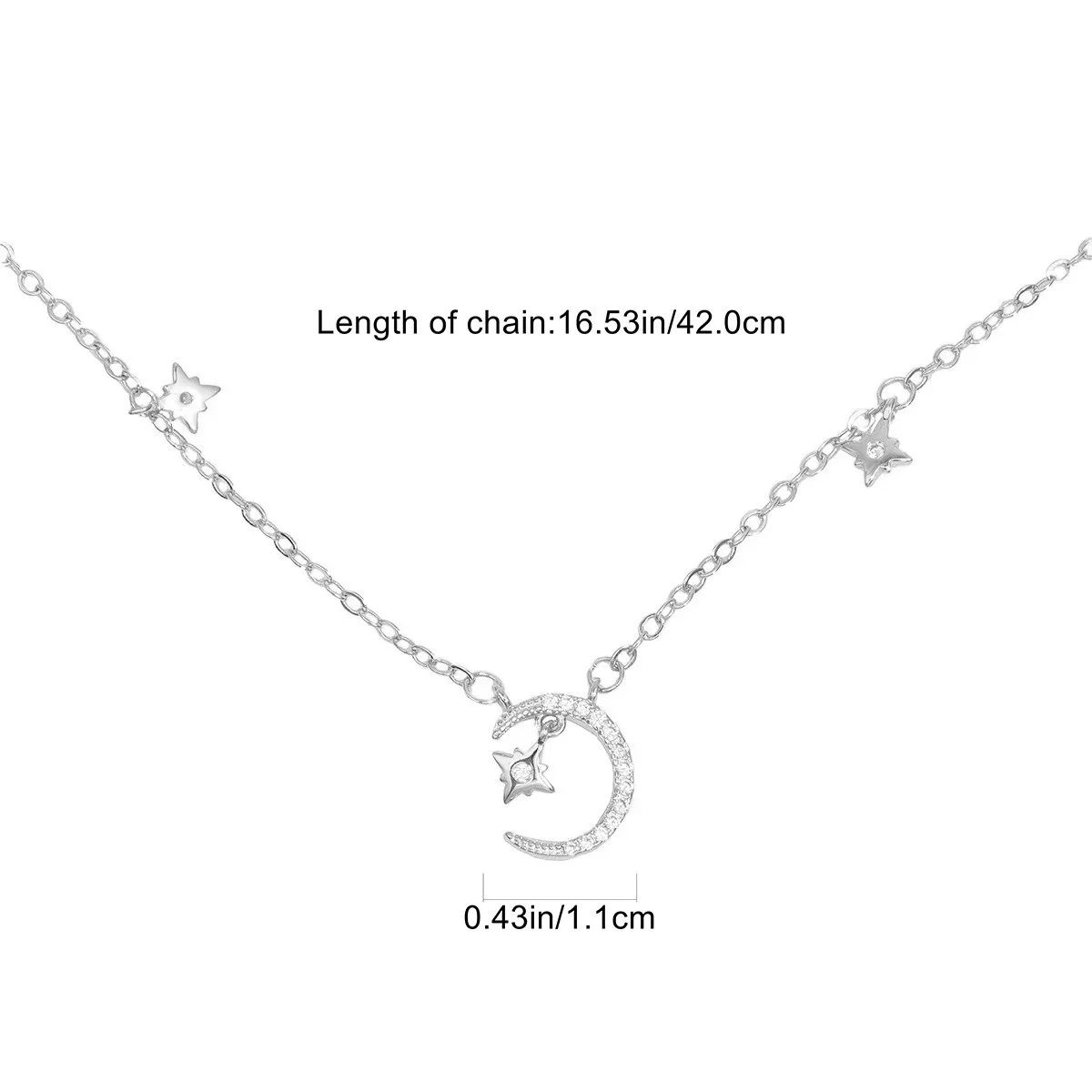 Women's Moon and Star Necklace Silver Clavicle Chain Fine Workmanship Fashion Jewelry for Graduation Birthday Wedding Party