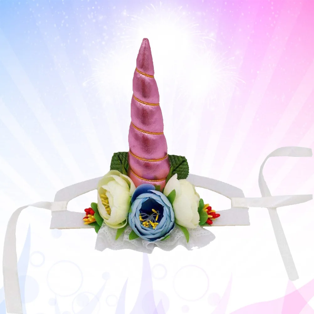 

S Pink Horn Unicorn Pet Hat Soft Comfortable Cat Dog Puppy Cosplay Party Christmas Halloween Masquerade Daily Wear
