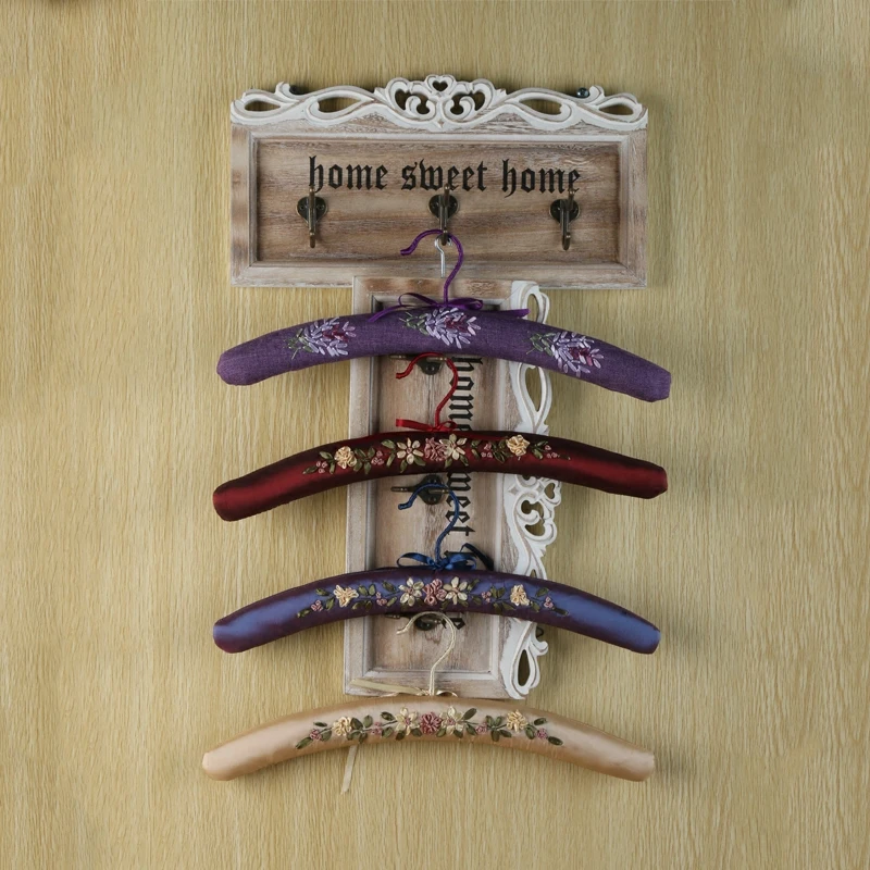 

Clothes Hanger Thickened Sponge Non-Slip No Bulging High-End Exquisite Seamless Satin Handmade Plant Embroidery European Style