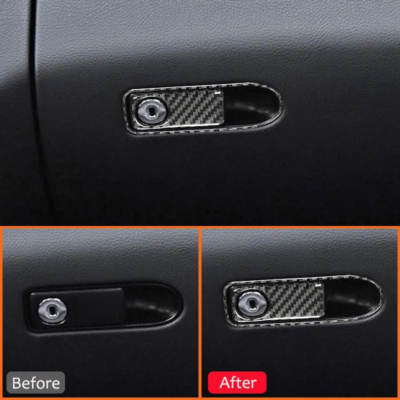 For Mercedes Benz C Class W204 2007-2014 Carbon Fiber Car Co-Pilot Storage Box Switch Lock Frame Decorative Modification Sticker