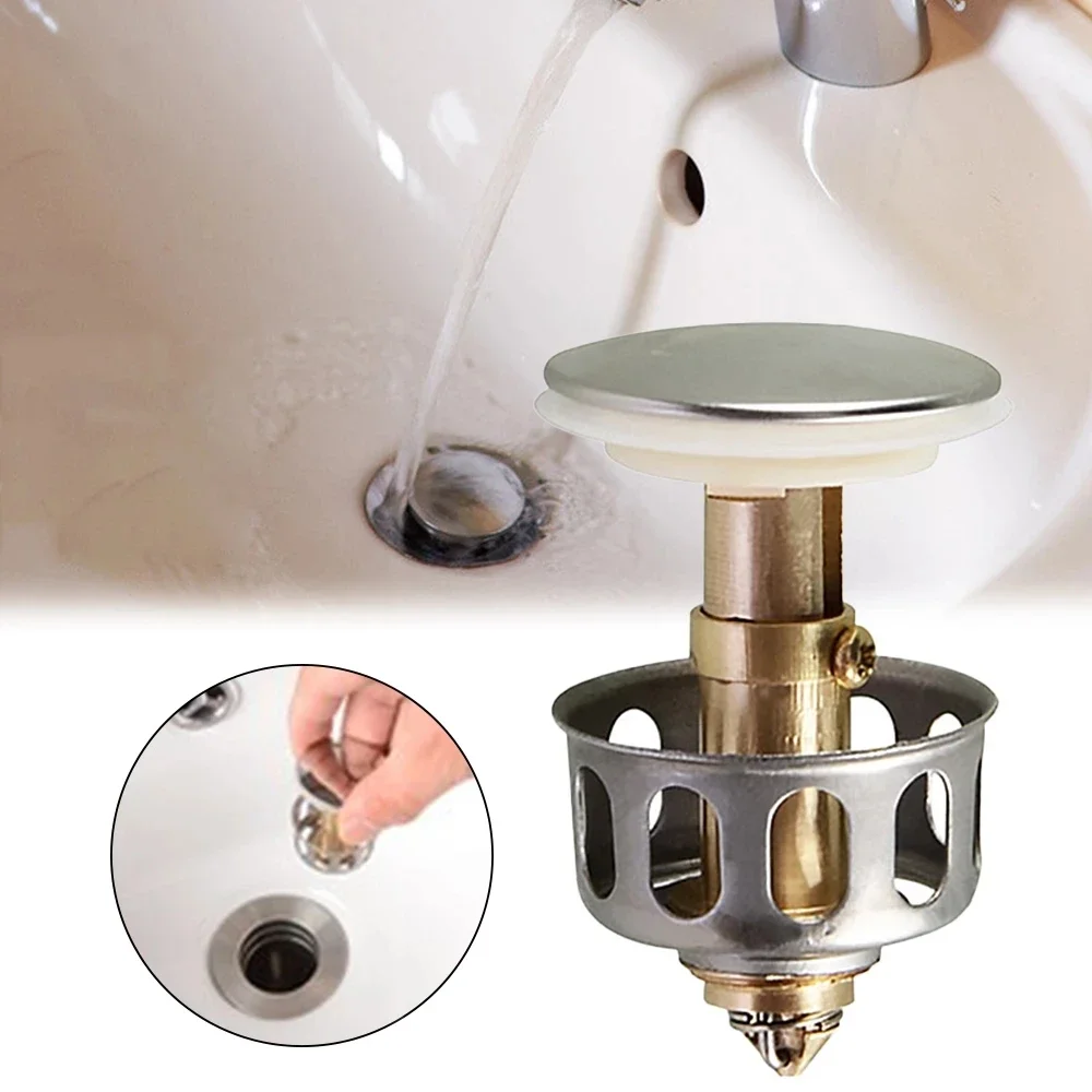New 1pcs drain bouncing core washbasin water leakage plug water blocking cover basin stainless steel drain dispenser accessories