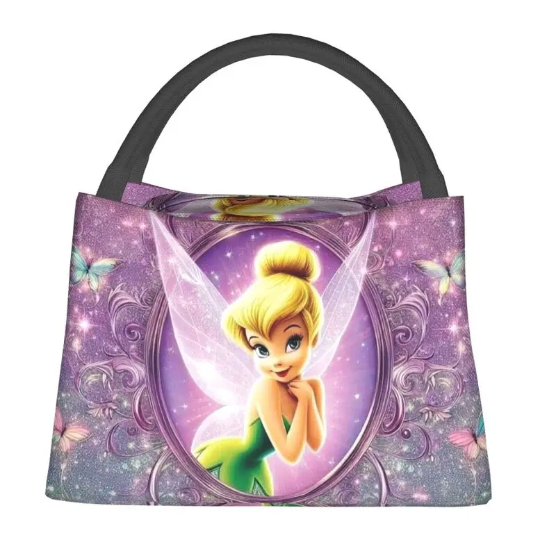 حقيبة غداء معزولة من كارتون تينكر بيل فيري للمكتب المدرسي، صندوق غداء مبرد حراري مانع للتسرب للنساء