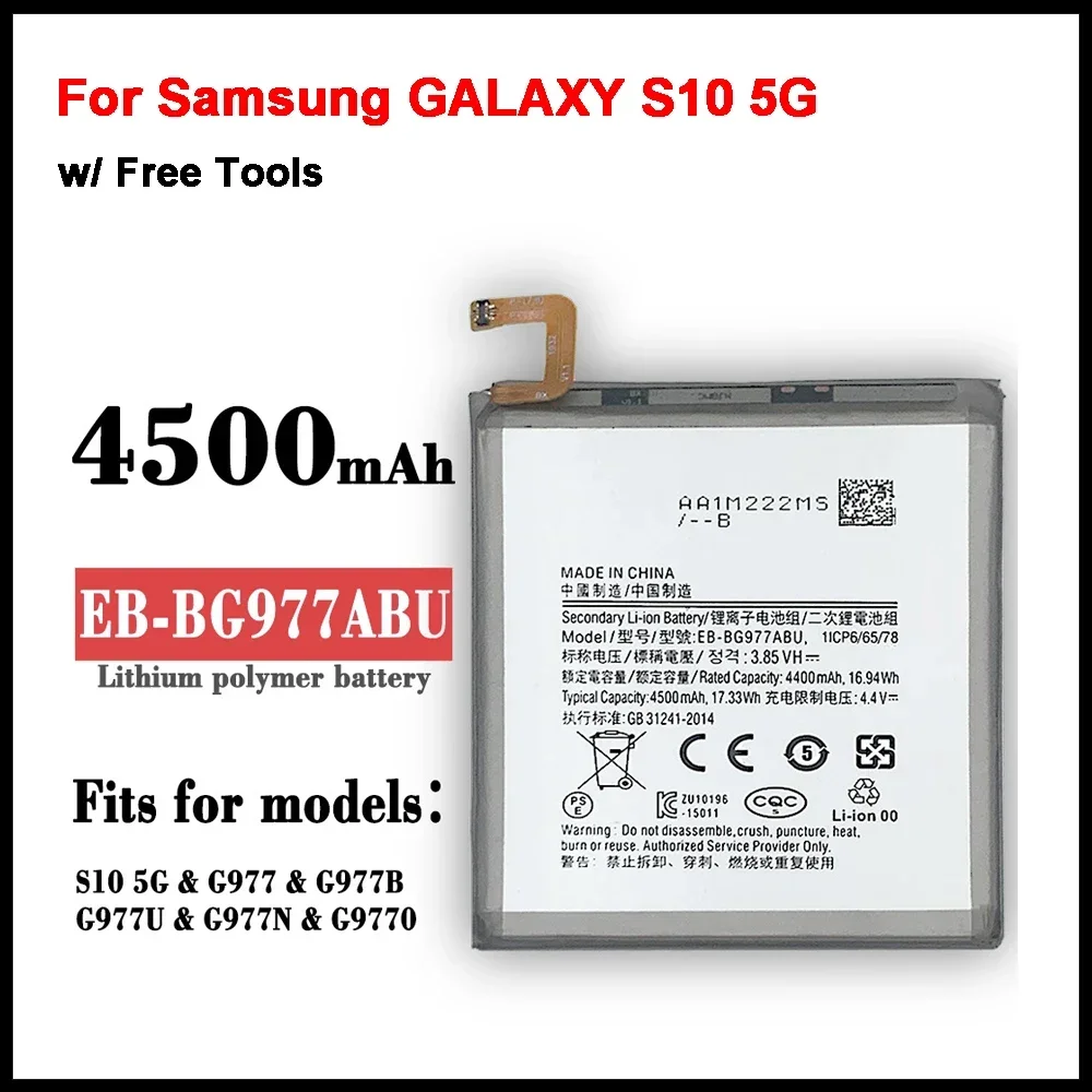 EB-BG977ABU 4500mAh Battery For Samsung GALAXY S10 5G Version S10 X Version SM-G977 SM-G977V/U/T Batteries + Tools