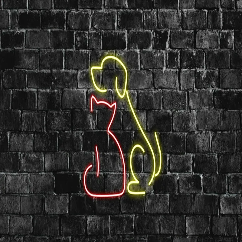 CHUANGQI Hund und katze Tier neon zeichen, Nette Led neon zeichen, Neon licht zeichen für wand, neon wand dekor, Led Neon Zeichen