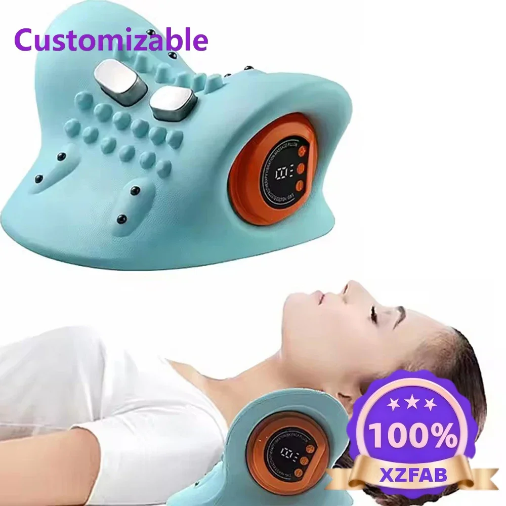 Factory Direct 2026 Electric Neck Cervical Traction Massager Vibration Kneading Massage Pillow Ergonomic Head Pillow Home Relax