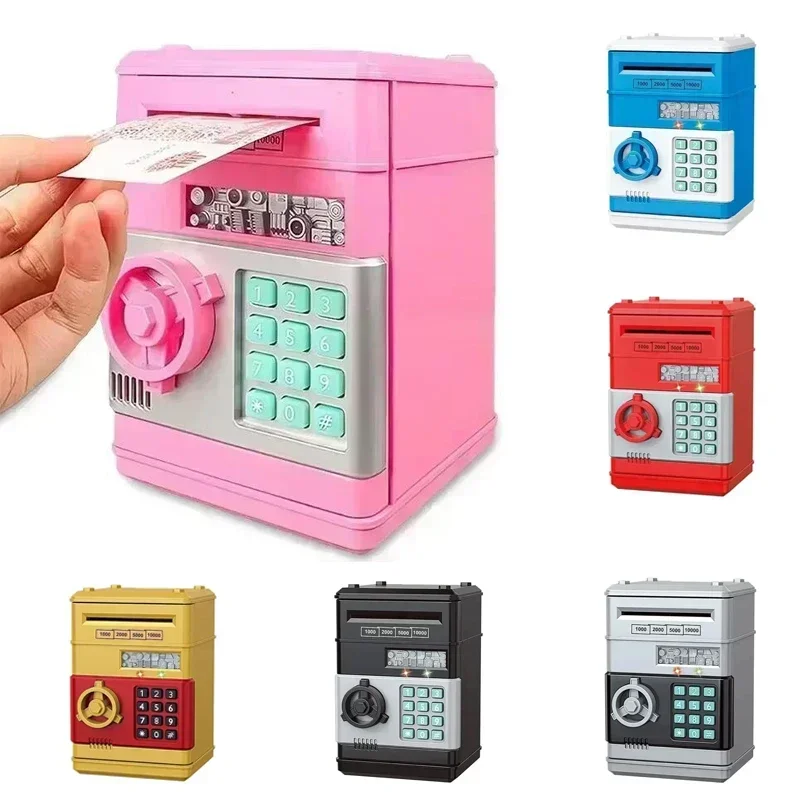 Electronic Piggy Bank Automatic Mini Safe Coins Cash Saving Money Box Password Counter Code Key Lock Coin Bank ATM Child Gift