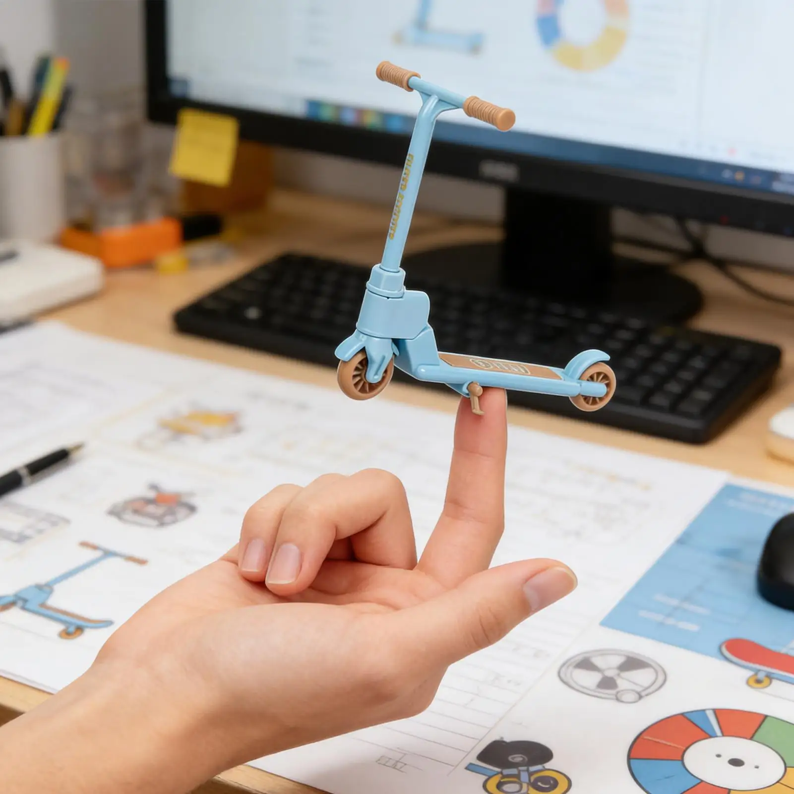 Mini scooter da dito pieghevole a due ruote gadget scooter da dito per bambini festa a casa scuola viaggi agitarsi intrattenimento