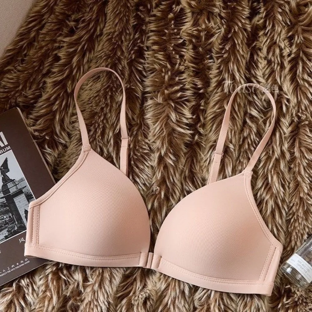 Lightweight Leopard Print Push Up Bra Deep V Beauty Back Wireless Bra Lingerie Thin Cup Front Closure Bra Small Bust