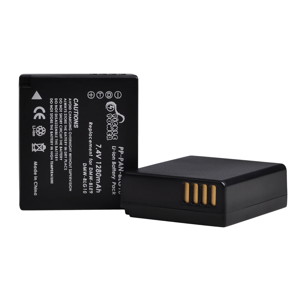 DMW-BLG10 Battery 1280mAh Pickle Power dmw blg10 Rechargeable Batteries 2 Pack for Panasonic Lumix DC ZS80 LX100M2 GX9 GF10 ZS70