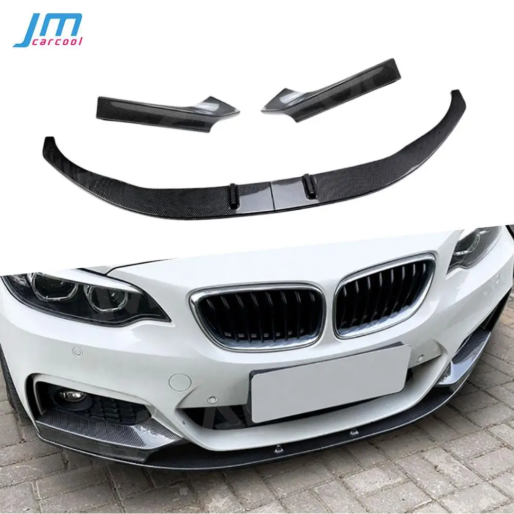 

ABS Carbon Look Car Front Bumper Lip Chin Spoiler Side Splitter for BMW 2 Series F22 M Sport 2015- 2021 MP Style Car Accessories