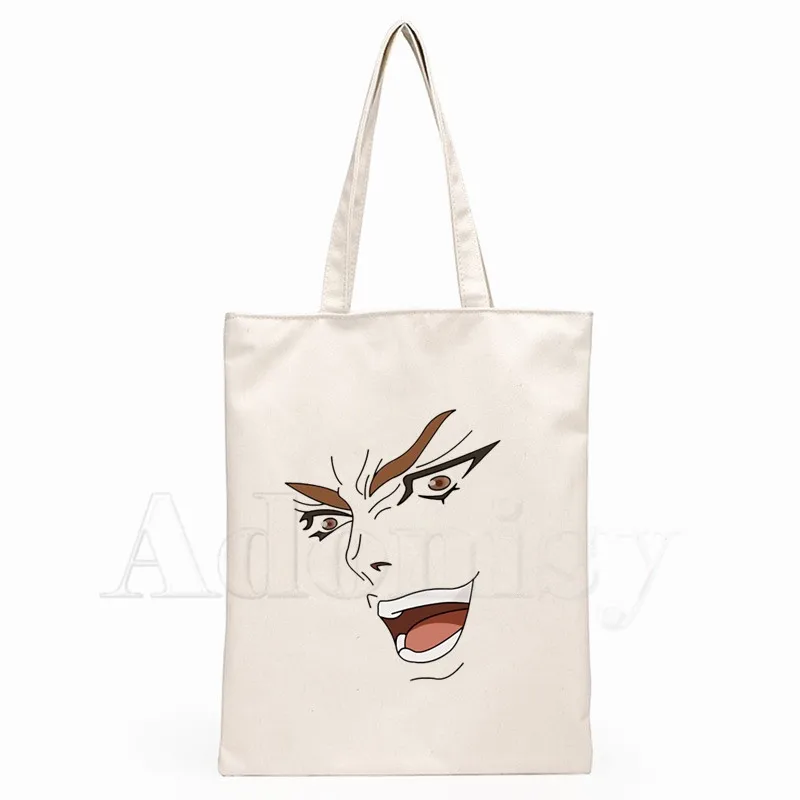 JoJo Bizarre Adventure Unisex Handbags Custom Canvas Tote Bag Print Daily Use Reusable Travel Casual Shopping Bag