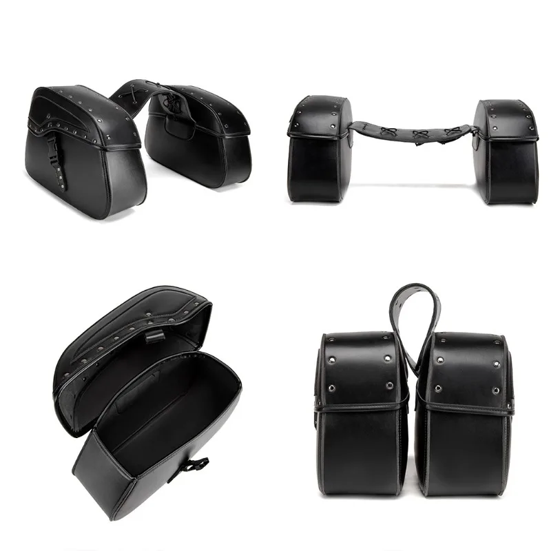 Motorcycle Saddlebag Black Punk  Motobike Side Trunks Cruise  Double Saddle Bag for Motorcycles Harley Touring High-capacity