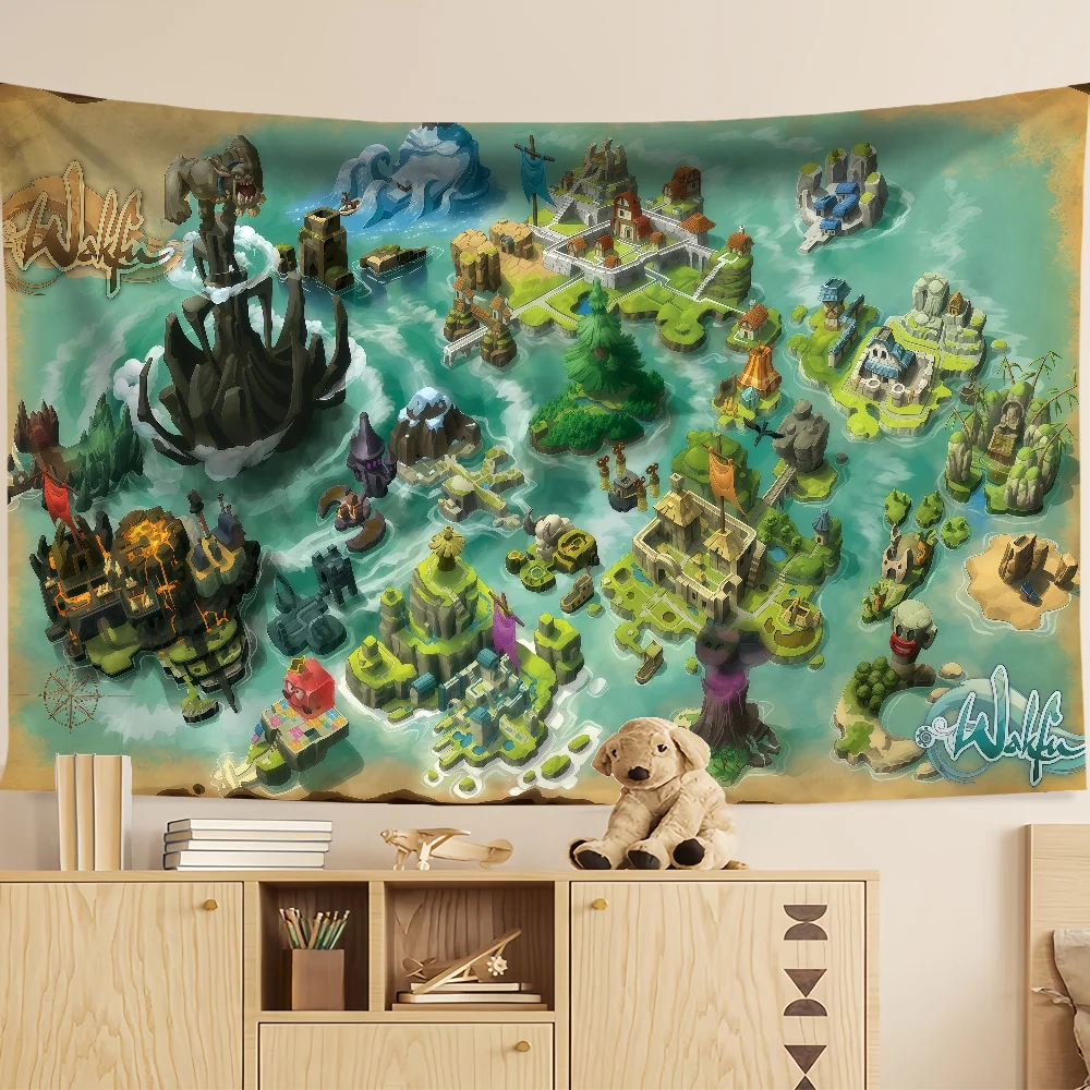 game cute funny art cool W-wakfu map flag For Room Dorm Camping Party hogar Garage livingroom bedside wall Decor Banner gift