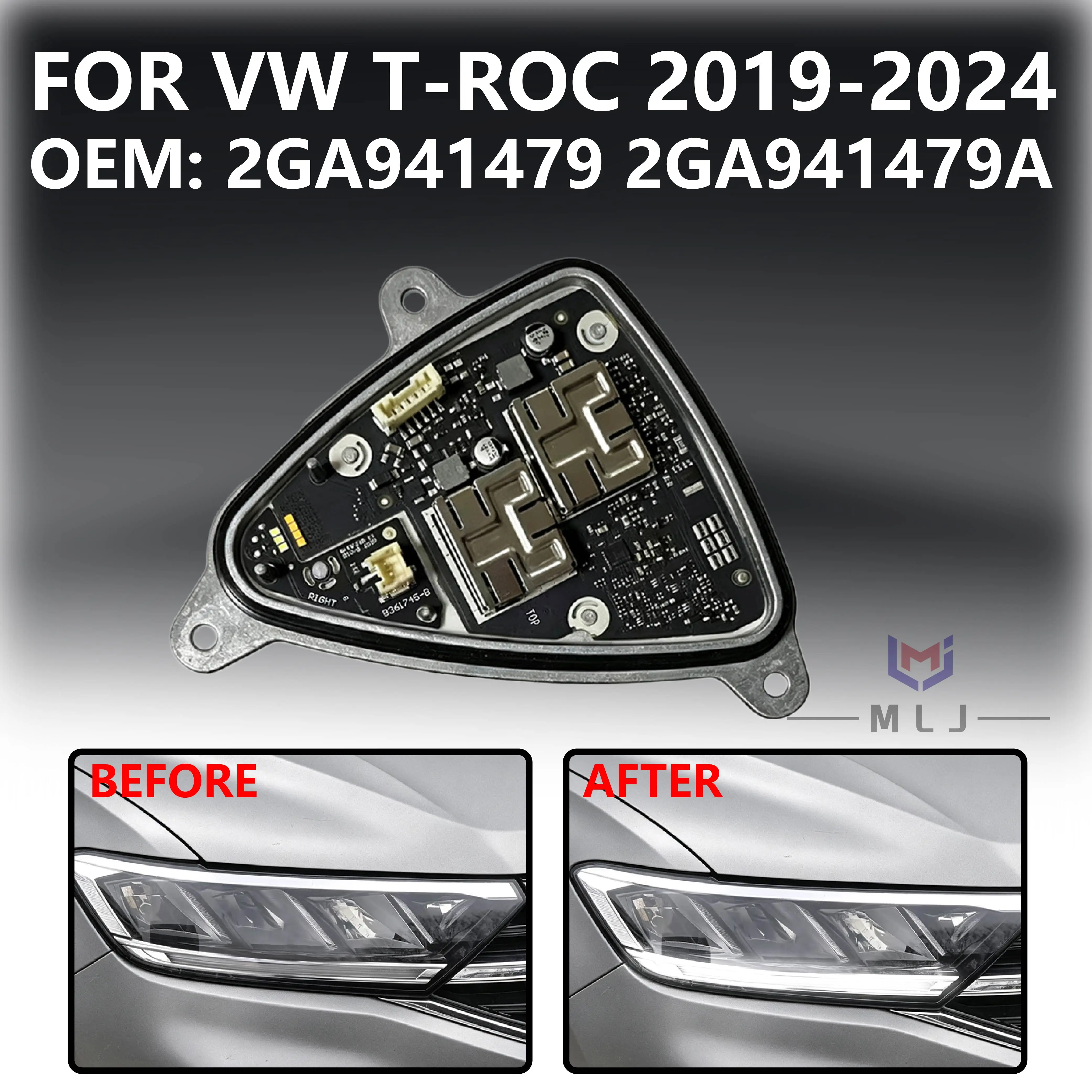 2GA941479 For Volkswagen T-Roc 2019-2024 Headlight White Light Source Module LED Angel Eye DRL Ballast Control Unit  2GA941479A