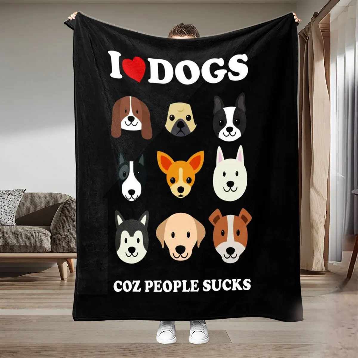 Cute Dog Series Flannel printed blanket suitable for all seasons suitable for living room office sofa and travel 180x250CM