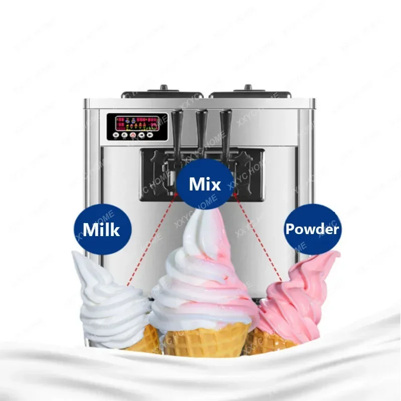 Ice Cream Machine Commercial Small Three Flavors Vertical Desktop Automatic Cone Maker