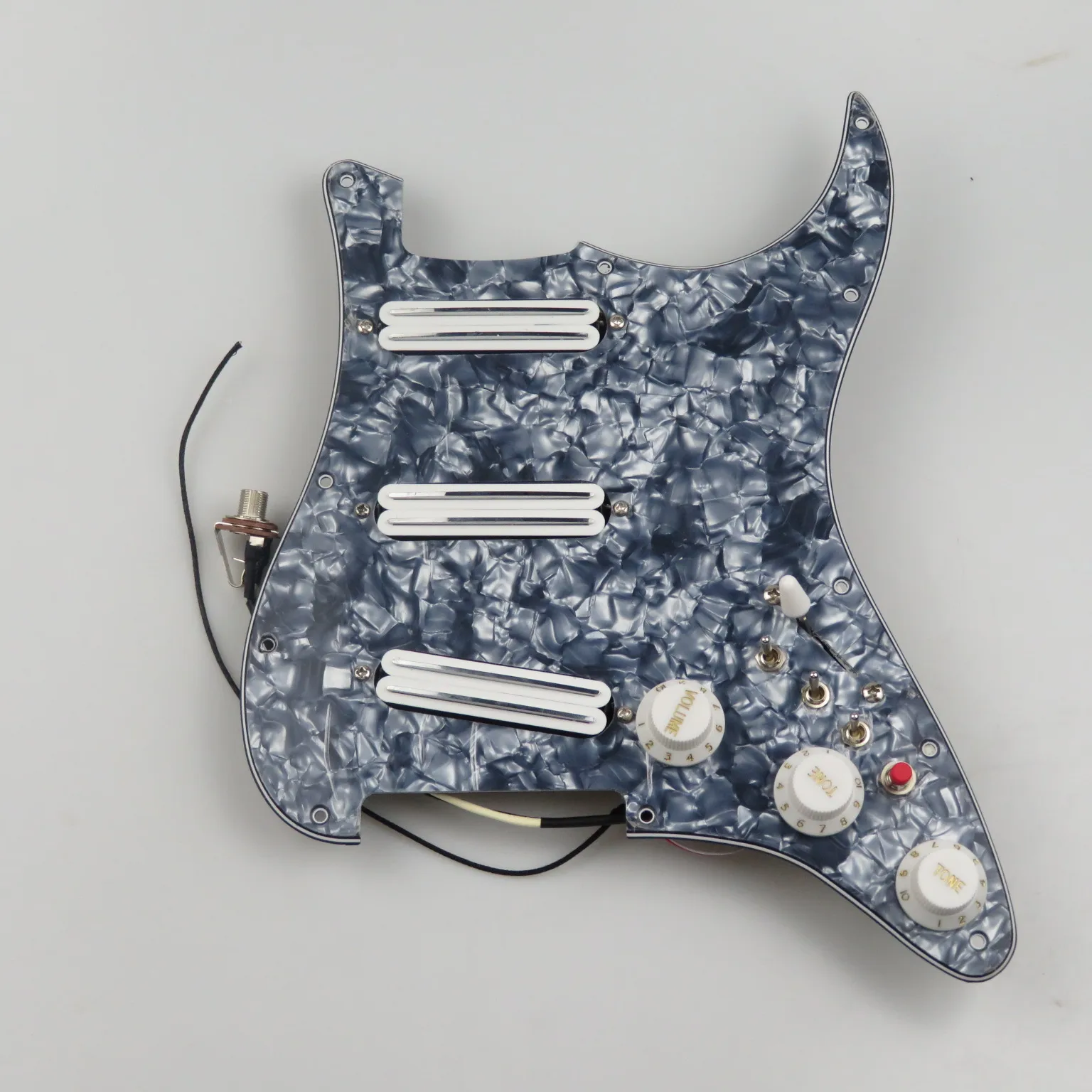 Loaded Pre-Wired Strat Pickguard Gray Pearl Pearloid 3 Rail Single Pickups Full Wiring Kit ST Electric Guitar Scratch Plate